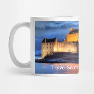 I love Scotland and Eilean Donan Castle , the Highlands , Scotland in winter Mug